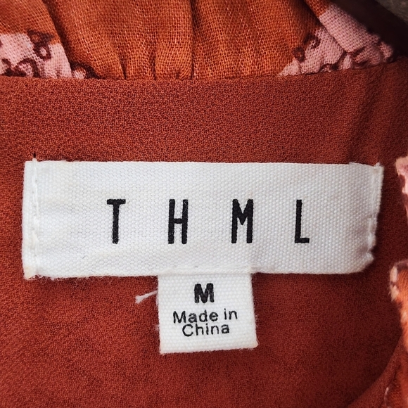 Anthropologie THML Women's M Tunic Dress Ruffle Sleeveless Pattern Crew neck - Picture 7 of 9